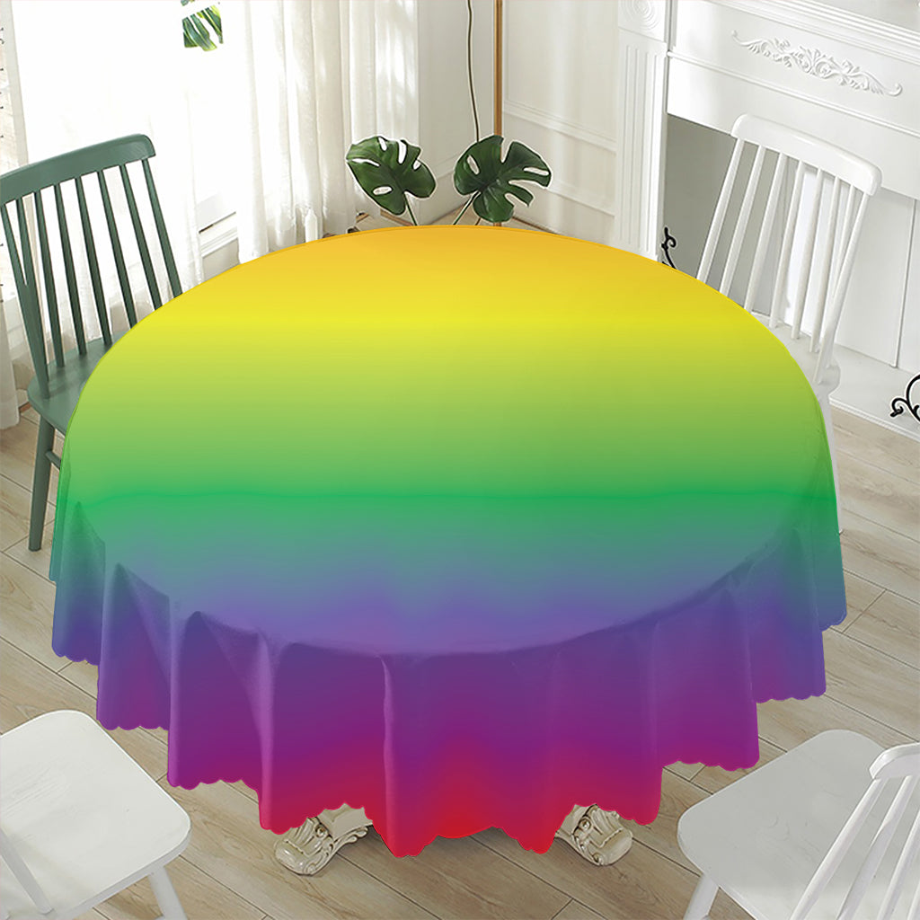 LGBT Pride Rainbow Gradient Print Waterproof Round Tablecloth