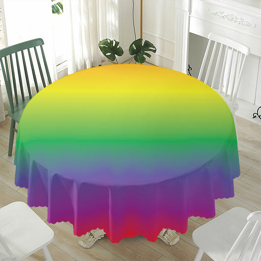 LGBT Pride Rainbow Gradient Print Waterproof Round Tablecloth