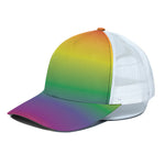LGBT Pride Rainbow Gradient Print White Mesh Trucker Cap