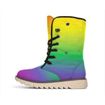 LGBT Pride Rainbow Gradient Print Winter Boots
