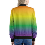 LGBT Pride Rainbow Gradient Print Women's Bomber Jacket
