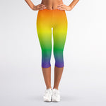 LGBT Pride Rainbow Gradient Print Women's Capri Leggings