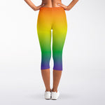 LGBT Pride Rainbow Gradient Print Women's Capri Leggings