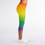 LGBT Pride Rainbow Gradient Print Women's Capri Leggings
