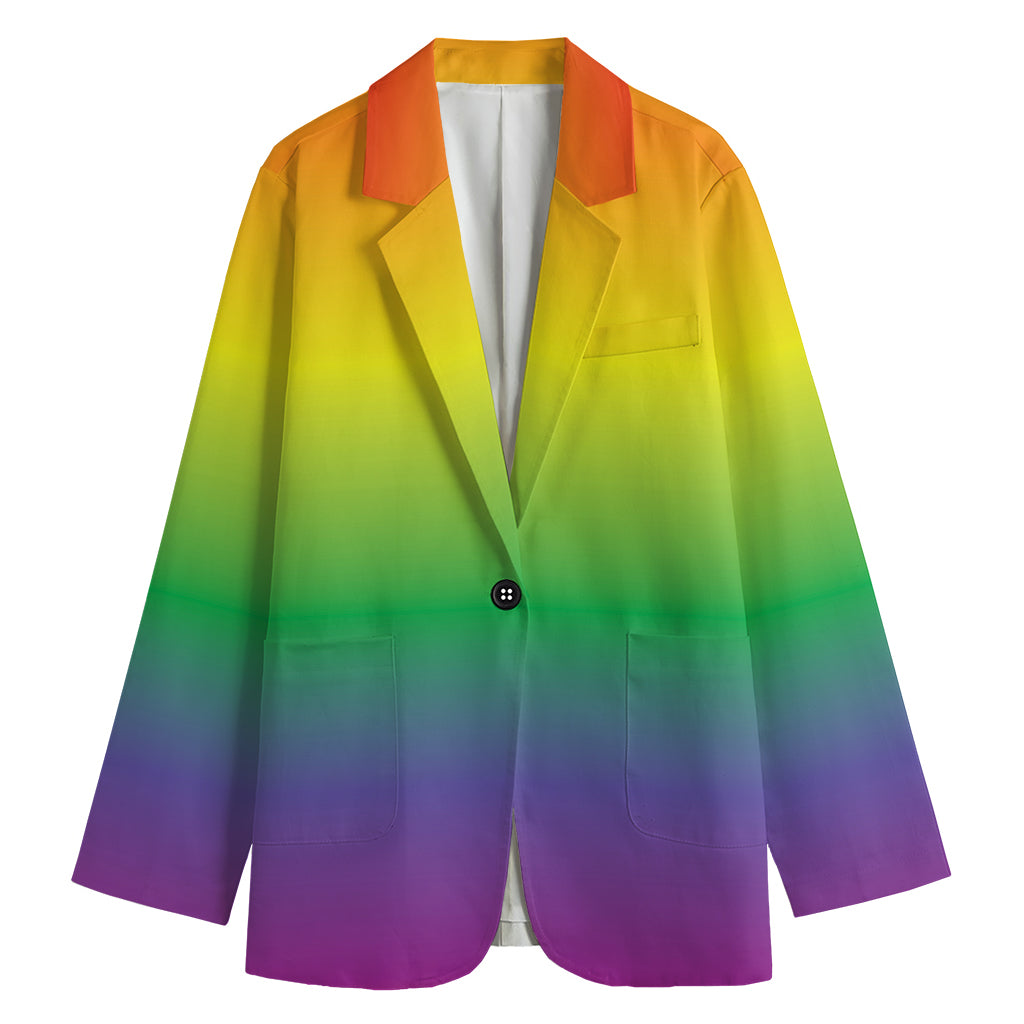 LGBT Pride Rainbow Gradient Print Women's Cotton Blazer