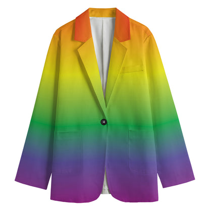 LGBT Pride Rainbow Gradient Print Women's Cotton Blazer