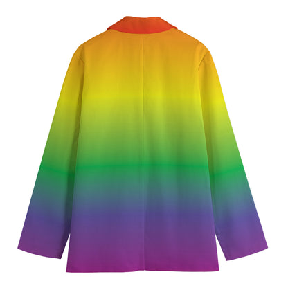 LGBT Pride Rainbow Gradient Print Women's Cotton Blazer