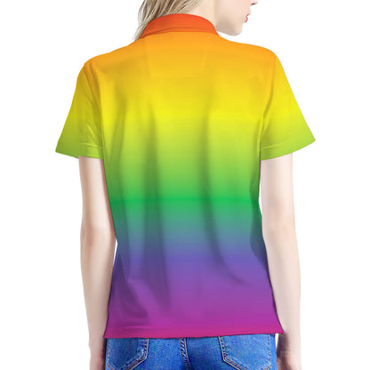 LGBT Pride Rainbow Gradient Print Women's Polo Shirt