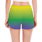 LGBT Pride Rainbow Gradient Print Women's Split Running Shorts