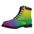 LGBT Pride Rainbow Gradient Print Padded Collar Lace Up Boots
