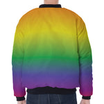 LGBT Pride Rainbow Gradient Print Zip Sleeve Bomber Jacket