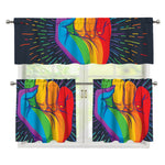 LGBT Pride Rainbow Hand Print 3 Piece Kitchen Curtains