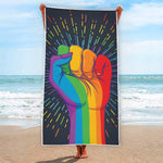 LGBT Pride Rainbow Hand Print Beach Towel