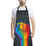 LGBT Pride Rainbow Hand Print Bib Apron With Pocket
