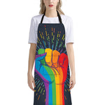 LGBT Pride Rainbow Hand Print Bib Apron With Pocket
