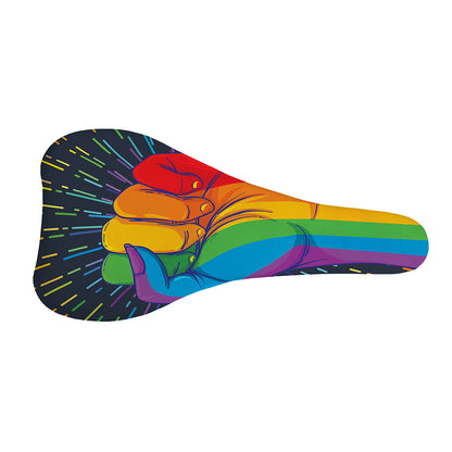 LGBT Pride Rainbow Hand Print Bicycle Seat Cover