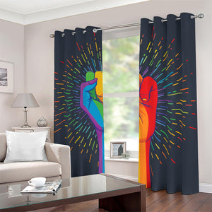 LGBT Pride Rainbow Hand Print Blackout Grommet Curtains