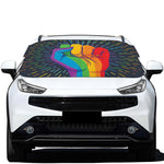LGBT Pride Rainbow Hand Print Car Windshield Snow Cover