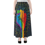 LGBT Pride Rainbow Hand Print Chiffon Maxi Skirt