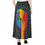 LGBT Pride Rainbow Hand Print Chiffon Maxi Skirt