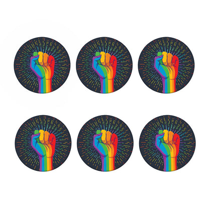 LGBT Pride Rainbow Hand Print Coaster Set