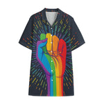 LGBT Pride Rainbow Hand Print Cotton Hawaiian Shirt