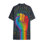 LGBT Pride Rainbow Hand Print Cotton Hawaiian Shirt