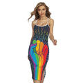 LGBT Pride Rainbow Hand Print Cross Back Cami Dress