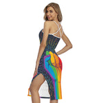LGBT Pride Rainbow Hand Print Cross Back Cami Dress