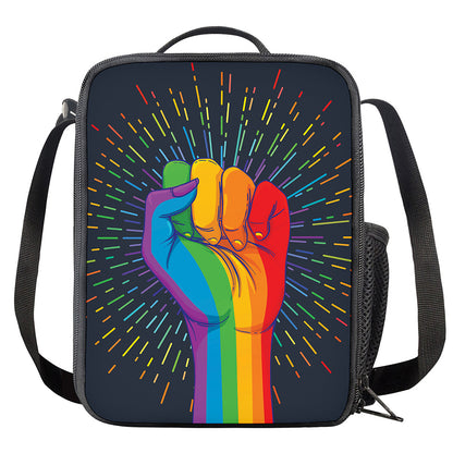 LGBT Pride Rainbow Hand Print Crossbody Lunch Bag