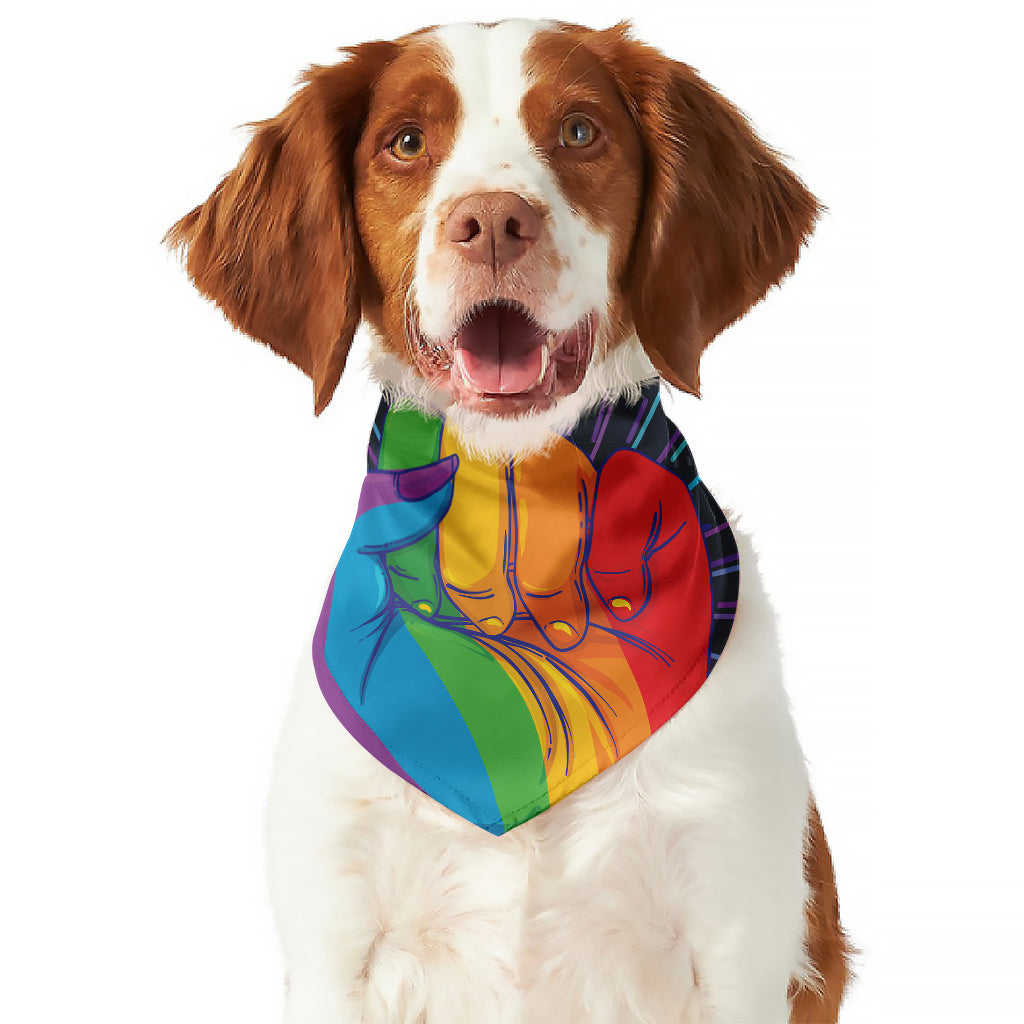 LGBT Pride Rainbow Hand Print Dog Bandana