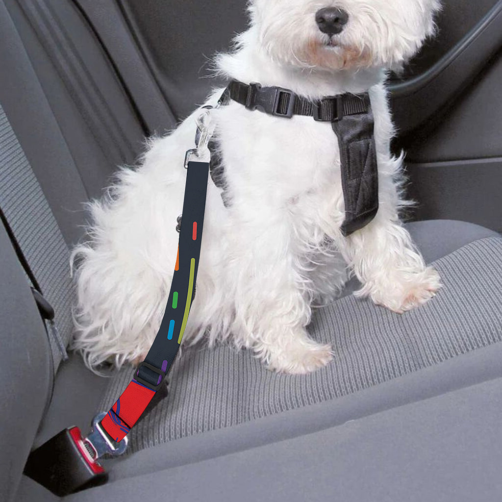 LGBT Pride Rainbow Hand Print Dog Seat Belt