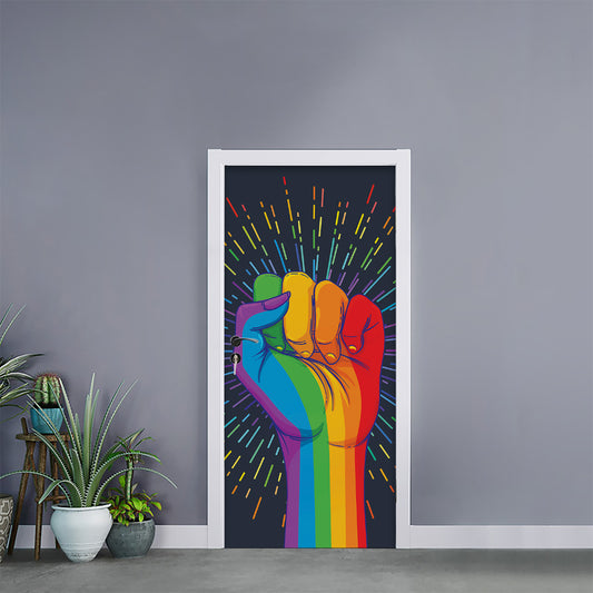 LGBT Pride Rainbow Hand Print Door Sticker