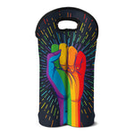 LGBT Pride Rainbow Hand Print Double Neoprene Wine Tote
