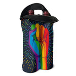 LGBT Pride Rainbow Hand Print Double Neoprene Wine Tote