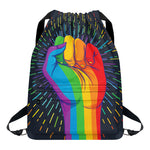 LGBT Pride Rainbow Hand Print Drawstring Backpack