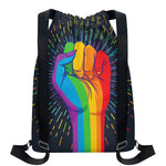 LGBT Pride Rainbow Hand Print Drawstring Backpack