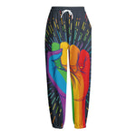 LGBT Pride Rainbow Hand Print Fleece Lined Knit Pants
