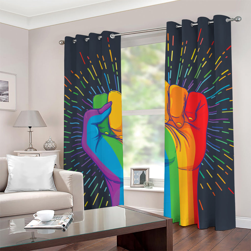 LGBT Pride Rainbow Hand Print Grommet Curtains