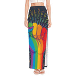 LGBT Pride Rainbow Hand Print High Slit Maxi Skirt