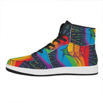 LGBT Pride Rainbow Hand Print High Top Leather Sneakers