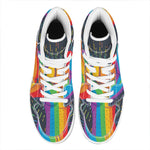 LGBT Pride Rainbow Hand Print High Top Leather Sneakers