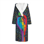 LGBT Pride Rainbow Hand Print Hooded Bathrobe