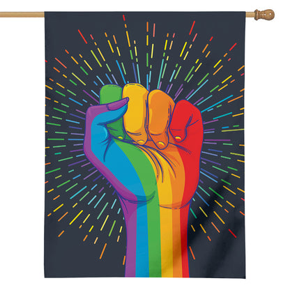 LGBT Pride Rainbow Hand Print House Flag