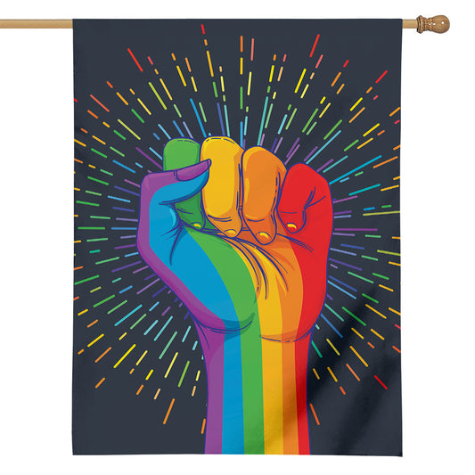 LGBT Pride Rainbow Hand Print House Flag