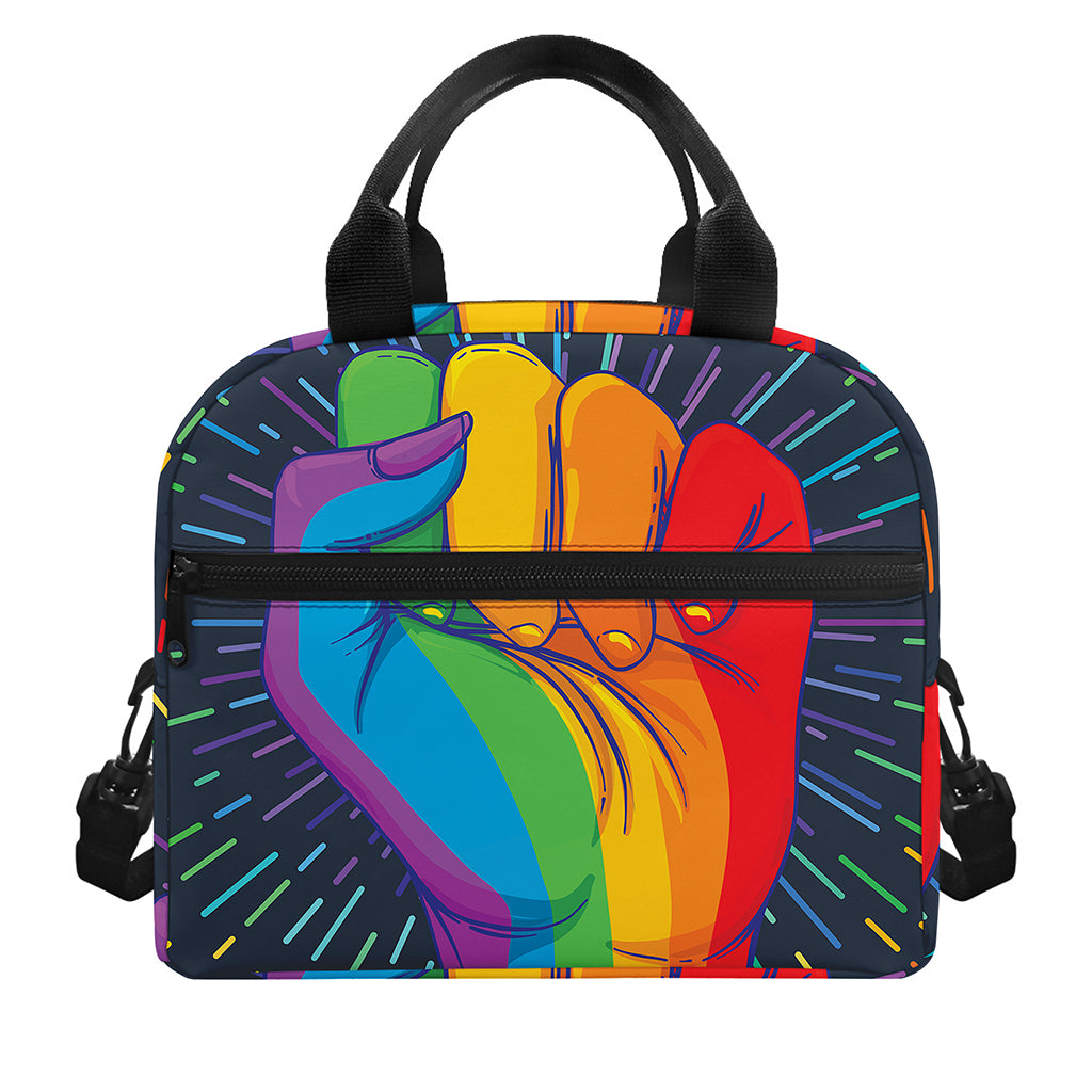 LGBT Pride Rainbow Hand Print Insulated Lunch Bag