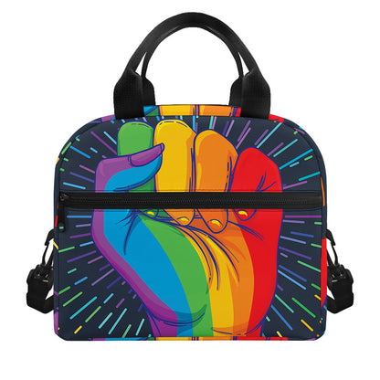 LGBT Pride Rainbow Hand Print Insulated Lunch Bag