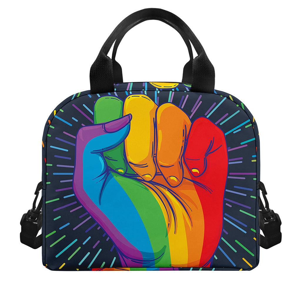 LGBT Pride Rainbow Hand Print Insulated Lunch Bag