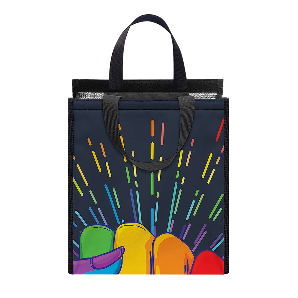 LGBT Pride Rainbow Hand Print Insulated Lunch Tote