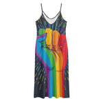 LGBT Pride Rainbow Hand Print Jersey Midi Cami Dress